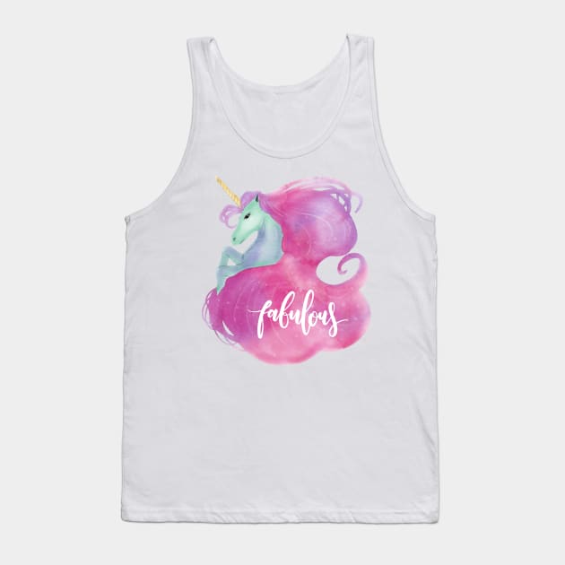 Fabulous Unicorn with Pink Mane Tank Top by SandiTyche